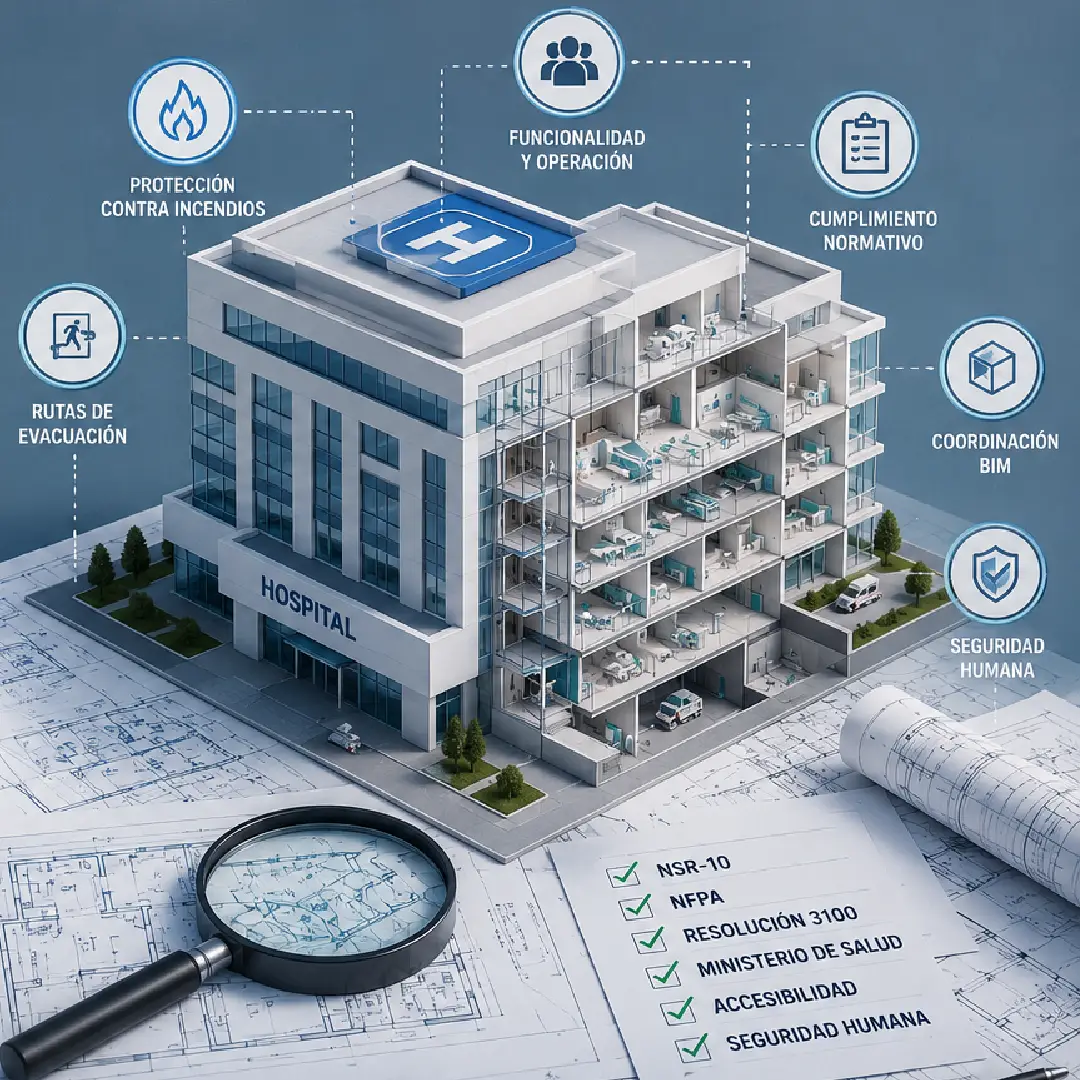 Antes de aprobar los estudios y diseños, asegúrese de que el proyecto cumple con los requisitos funcionales, normativos y de Seguridad Humana. Una revisión técnica independiente puede evitar modificaciones costosas durante la construcción y fortalecer la calidad integral del diseño.
